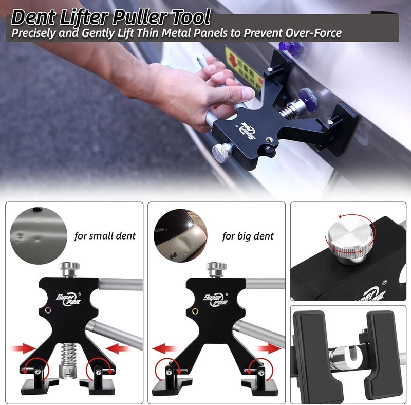 Super PDR Paintless Dent Repair Kit, Car Dent Removal Tools, PDR Tools, Dent Puller Kit with Dent Lifter, Bridge Puller, Slide Hammer T-Bar for Car Body Dents, Kit Includes Glue Removal Tool - Image 5